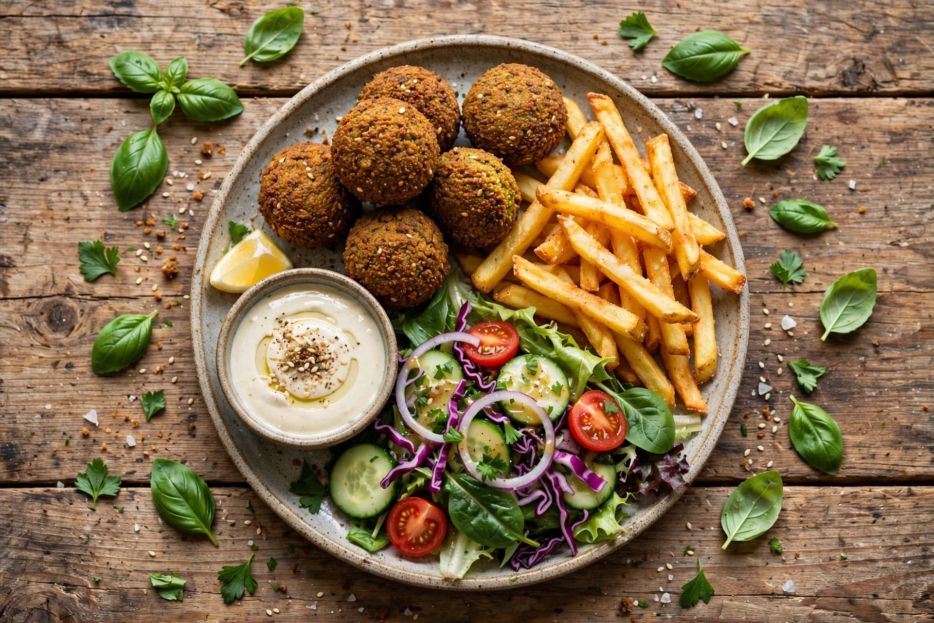 Falafel-Teller mit Pommes