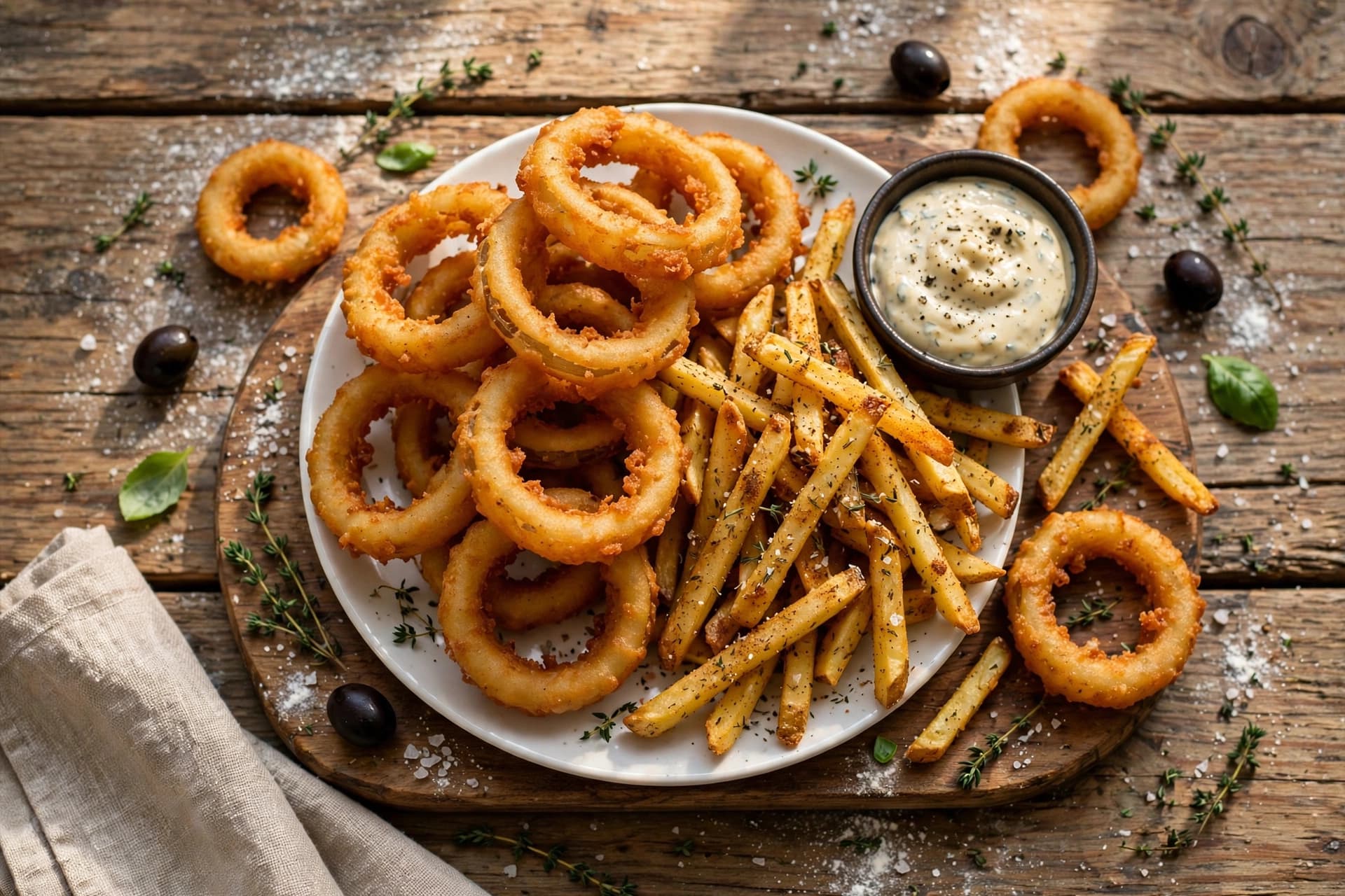 Zwiebelringe mit Pommes